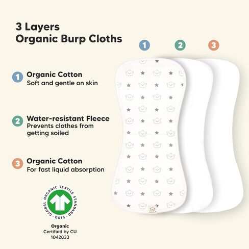 Organic Burp Cloths for Baby Boys and Girls And Baby Hand and Footprint Ornament Kit Bundle - Burpy Cloth Bib for Unisex- Burp Cloth (Constellation) - Newborn Baby Keepsake Kit (Multi-Colored) in Saudi Arabia