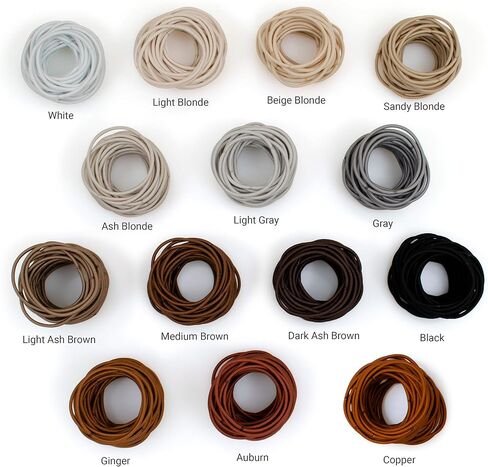 Heliums Thin Hair Elastics - Ash Blonde - 2mm Hair Ties for Thin Hair, 1.75 Inch, Medium Hold No Damage Ponytail Holders - 40 Count in Saudi Arabia