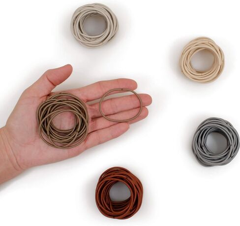 Heliums Thin Hair Elastics - Ash Blonde - 2mm Hair Ties for Thin Hair, 1.75 Inch, Medium Hold No Damage Ponytail Holders - 40 Count in Saudi Arabia