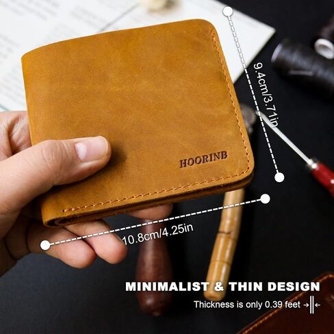 Genuine Leather Wallets for Men, Bifold Mens Wallet Leather with ID Window Slot in Saudi Arabia