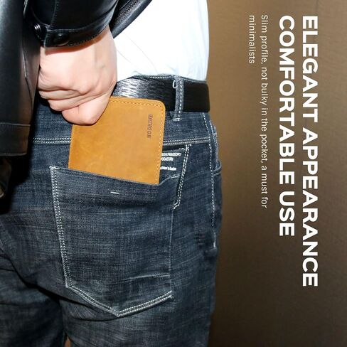 Genuine Leather Wallets for Men, Bifold Mens Wallet Leather with ID Window Slot in Saudi Arabia