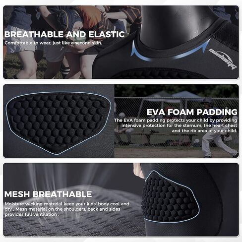 شورت شبابي مبطن منزلق من COOLOMG مع كوب واقٍ + قميص ضغط مبطن للأولاد لحماية صدر البيسبول in Kuwait