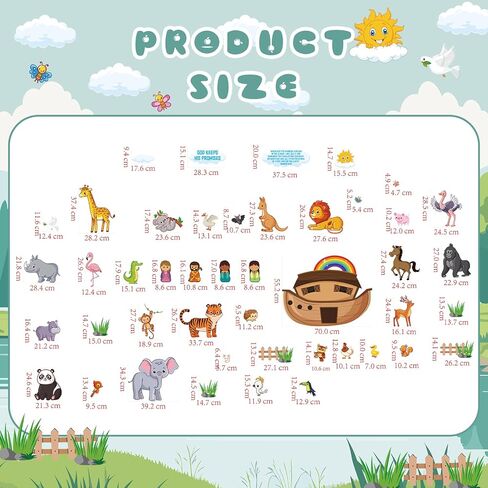 79 Pcs Noah's Ark Bulletin Board Set Includes Noah's Ark Farm Animal Cut Outs and 100 Pcs Glue Points Colorful Paper Bulletin Board Decoration for School Classroom Party Supplies in Saudi Arabia