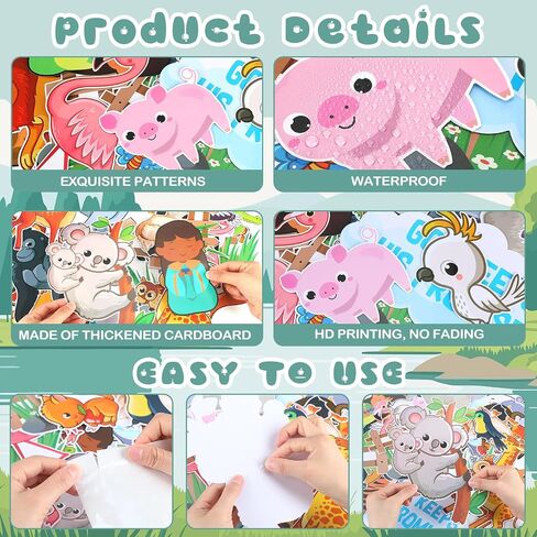 79 Pcs Noah's Ark Bulletin Board Set Includes Noah's Ark Farm Animal Cut Outs and 100 Pcs Glue Points Colorful Paper Bulletin Board Decoration for School Classroom Party Supplies in Saudi Arabia