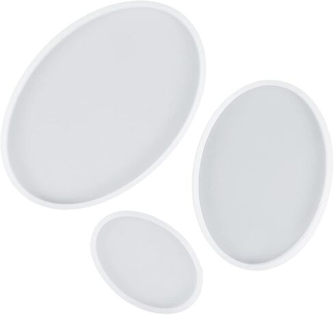 3 Pcs Oval Shaped Crystal Epoxy Platter Molds Coaster Resin Mould for Resin Epoxy Mould Silicone Resin Casting Mould for Office Home Decoration in Saudi Arabia
