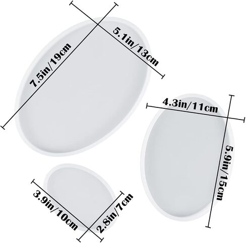 3 Pcs Oval Shaped Crystal Epoxy Platter Molds Coaster Resin Mould for Resin Epoxy Mould Silicone Resin Casting Mould for Office Home Decoration in Saudi Arabia