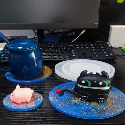 3 Pcs Oval Shaped Crystal Epoxy Platter Molds Coaster Resin Mould for Resin Epoxy Mould Silicone Resin Casting Mould for Office Home Decoration in Saudi Arabia