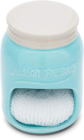 Fox Run Vintage Style Mason Jar Salt Cellar, Blue Ceramic with White Lid in Saudi Arabia