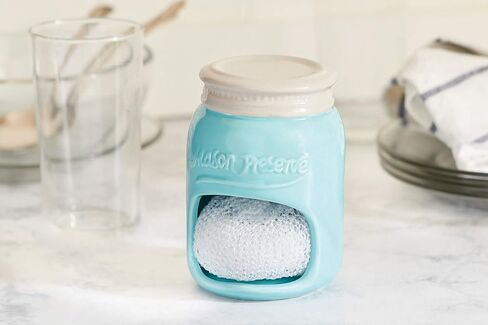 Fox Run Vintage Style Mason Jar Salt Cellar, Blue Ceramic with White Lid in Saudi Arabia
