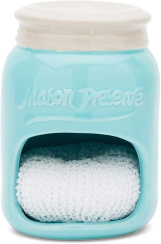 Fox Run Vintage Style Mason Jar Salt Cellar, Blue Ceramic with White Lid in Saudi Arabia