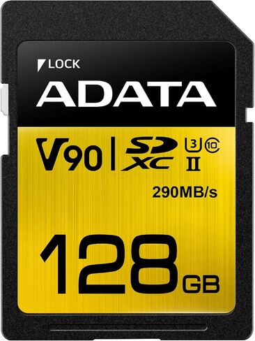 بطاقة SD من ADATA Premier ONE بسعة 128 جيجابايت SDXC UHS-II U3 ​​Class10 V90 3D NAND 4K 8K Ultra HD بسرعة 290 ميجابايت/ثانية (ASDX128GUII3CL10-C) in Kuwait