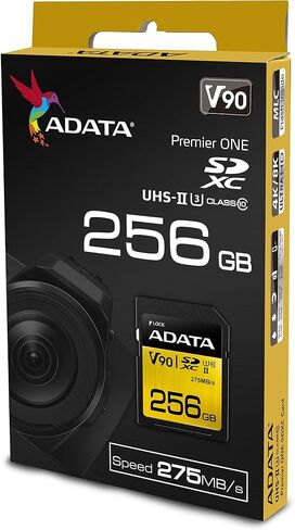 بطاقة SD من ADATA Premier ONE بسعة 128 جيجابايت SDXC UHS-II U3 ​​Class10 V90 3D NAND 4K 8K Ultra HD بسرعة 290 ميجابايت/ثانية (ASDX128GUII3CL10-C) in Kuwait