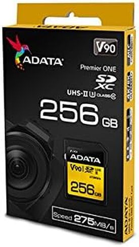 بطاقة SD من ADATA Premier ONE بسعة 128 جيجابايت SDXC UHS-II U3 ​​Class10 V90 3D NAND 4K 8K Ultra HD بسرعة 290 ميجابايت/ثانية (ASDX128GUII3CL10-C) in Kuwait