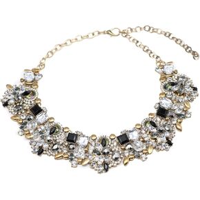 Retro Chunky Rhinestone Necklace Crystal Bib Necklace for Women Costume Jewelry for Bride Wedding Gemstone Choker Necklace