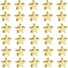 50pcs Star Spacer Beads Alloy Charms Pendents Beads for Arts Crafts DIY Bracelet Necklace Earring Jewelry Making Decor (Gold)