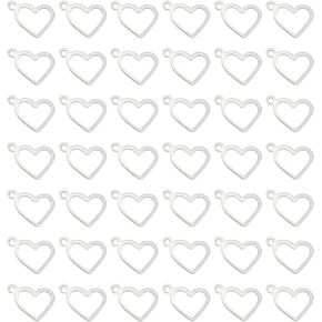 UNICRAFTALE About 200pcs Heart Stainless Steel Charms Open Heart Floating Pendants Hollow Charms for DIY Jewelry Bracelets Necklace Making 10x14x0.8mm, Hole 1mm