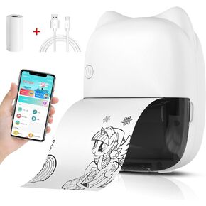 طابعة جيب لطابعة الملصقات الصغيرة، طابعة حرارية محمولة للصور/المجلات/الإيصالات/الملاحظات/القوائم/الملصق/المذكرات/اصنعها بنفسك/السفر/هدايا أعياد ميلاد الأطفال، طابعة بلوتوث لاسلكية مع تطبيق Android أو iOS in Kuwait