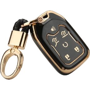 for GMC Key Fob Cover ,Car Key Case Cover with Stylish Keychain, TPU, Soft, for Acadia Terrain Yukon Chevrolet Chevy Suburban Tahoe