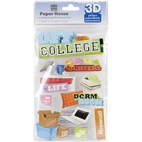 Paper House Productions STDM-0190E 3D Cardstock Stickers, Off to College