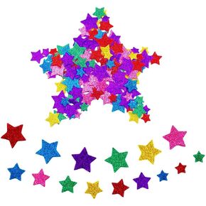 6 Packs (Approx 150pcs) Multicolor Self Adhesive Glitter Flower with Round Dot Flower Pistil Foam Stickers