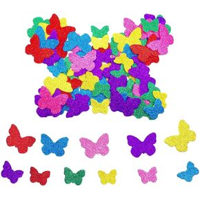 6 Packs (Approx 150pcs) Multicolor Self Adhesive Glitter Flower with Round Dot Flower Pistil Foam Stickers