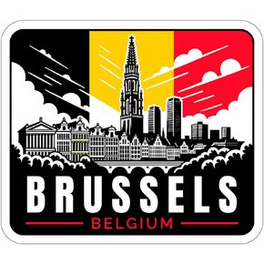 Brussels Belgium Sticker Travel Outdoors Decal Vinyl Small Waterproof for Water Bottle Mug Passport Book Scrapbook Notebook Laptop Tumbler Skateboard Computer Phone Size 4" Funny Gift