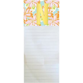 Mary Square Monogram D Colorful Floral 9 x 4 Paper Magnetic Memo Notepad