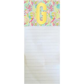 Mary Square Monogram D Colorful Floral 9 x 4 Paper Magnetic Memo Notepad