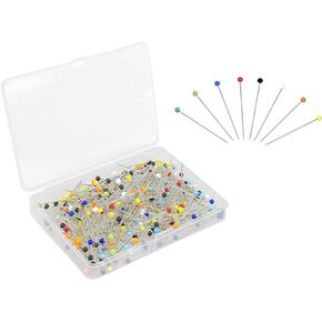 FuninCrea Sewing Pins, 250 Pcs Glass Headed Pins 38mm Multicolor Sewing Pins Dressmaking Dressmaking Pins Round Jewelry Pins for Patchwork, Quilting Sewing, DIY and Jewelry Craft Decoration (Large)