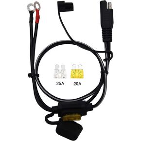 1.6FT 14AWG Ring Terminal to SAE Harness Quick Connect/Disconnect Assembly, 20A Fuse