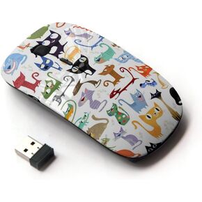 [ Optical 2.4G Wireless Mouse [ Abstract Cat Pattern White Kittens ]