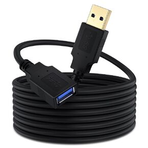 كابل تمديد USB 3.0 بطول 15 قدم، كابل موسع USB بطول 15 قدم من النوع A ذكر إلى أنثى كابل USB 3.0 عالي السرعة بطول 15 قدم أسود