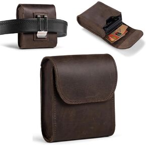 Hengwin Genuine Leather Phone Holster Fits for Samsung Galaxy Z Flip6 Z Flip5 Galaxy Z Flip4 Galaxy Z Flip3 Galaxy Z Flip Motorola Razr Case with Belt Clip, Magnetic Cell Phone Pouch with Card Holder
