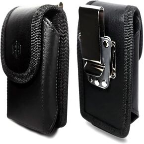 AH Universal Vertical Leather FLIP Cell Phone Holster Cases Detachable Holster Holder Belt Case Flip Phone Pouch Hip Case Cover Fits Kyocera Doro Most Large Flip Phon,Flip Phone case