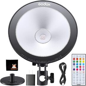 GODOX CL10 Multi-Color Webcasting Ambient Light 39 Special Effects Smartphone APP Control 10W RGB Background Light for Studio Shooting, Livestream, Webcasting and Creative Photography
