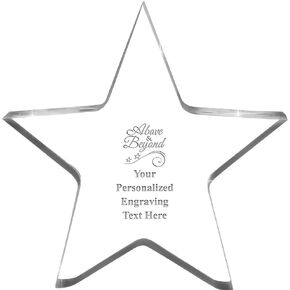 5" H Star Above and Beyond Acrylic Award - Customized Presentation Trophy for Recognition, Includes Free Laser Engraving Prime
