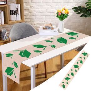 Linen Graduation Table Runner 72 x 13 Inch Grad Cap Table Runner 2024 Rustic Graduation Table Decorations for Grad Party Tabletop Centerpieces Kitchen Dining Room Home (Blue)