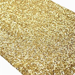 Trlyc Sequin Table Runner - 12x108 Inch Gold Sequin Table Runner Glitter Sparkly Elegant Rectangle Wedding Party Gold Glitz Table Decoration