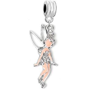 Sexy Sparkles Tinkerbell Fairy with Rhinestones Charm Bead for Snake Chain Charm Bracelet