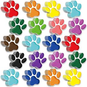 Junkin 120 Pcs Paw Print Cutouts Mini Paw Print Accents Paw Cutouts Paw Bulletin Board Decorations Colorful Paper dog Paw Cutouts for Kids Educational School Classroom Home Party Supplies