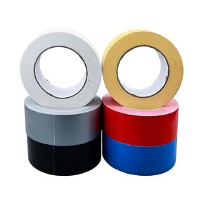 6 Pack Colored Duct Tape Heavy Duty Waterproof, 1.88 Inch x 30 Yards Per Rolls, Total 180 Yard (540Ft), Black White Silver Yellow Red Blue, Indoor & Outdoor Use, No Residue, Tear by Hand