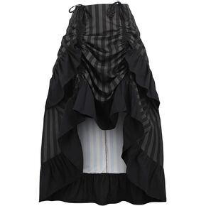 Daisy corsets Women's Black/Grey Stripe Adjustable High Low Skirt