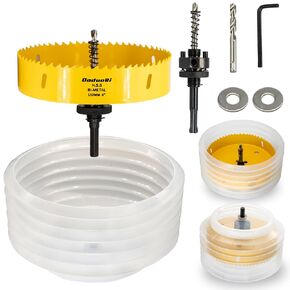 6.25" Hole Saw & 4.25" Hole Saw Dust Bowl Catcher for Recessed Lights, 6-1/4 & 4-1/4 Hole Cutter with 3/8" Hex & SDS Plus Abor for Led Lighting 6 Inch/4 Inch for Drywall Plasterboard
