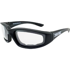 Epoch Eyewear Photochromic Motorcycle Sunglasses Glasses Foam Padded Black Frame Clear to Smoke Lens