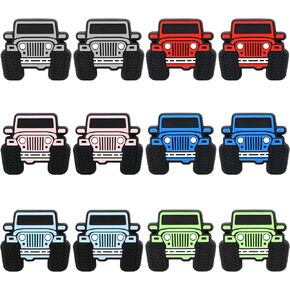 12 Pcs Truck Car Silicone Beads, CCOZN Colorful Car Silicone Focal Beads Bulk for Pens Truck Shaped Spacer Loose Beads for Keychain Making DIY Crafts Lanyard Bracelets Making