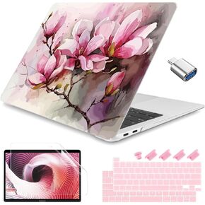 Teryeefi Compatible with 2022 2020 MacBook Pro 13 inch Case 2023 2022 2021 2020-2016 Model M2 M1 A2338 A2289 A2251 with & Touch Bar, Protective Hard Shell + Keyboard Cover & OTG Adapter, Pretty Floral