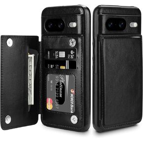 HianDier for Google Pixel 8 Case Wallet with Card Holder Women Men PU Leather Shockproof Google Pixel 8 Phone Case Magnetic Closure Protective Phone Cover for Google Pixel 8 Wallet Case-Black