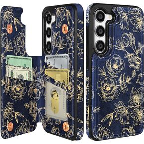 Shorogyt for Samsung Galaxy S23 Wallet Case with Card Holder, Designer Mushroom Skull Pattern Kickstand Magnetic Clasp Back Flip Folio Leather Phone Cases for S23 for Women Men Girls