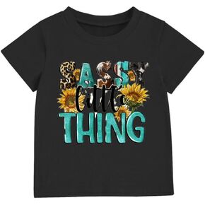 Sassy Little Thing, Little Girls Shirt, Toddler, Sunflower, Cheetah, Leopard, Handmade, Small Business, Black
