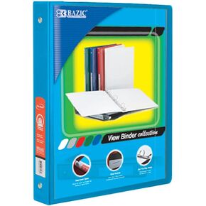BAZIC 1/2-Inch 3-Ring View Binder with 2-Pockets, Cyan (4105-12P)